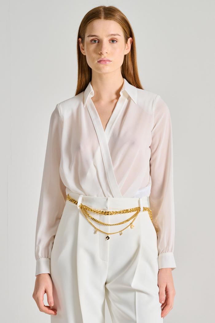 Elisabetta Franchi Camicia A Body Bianco Donna