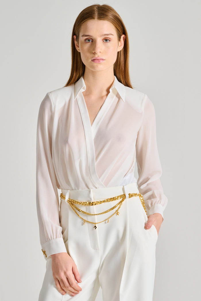 Elisabetta Franchi Camicia A Body Bianco Donna-2