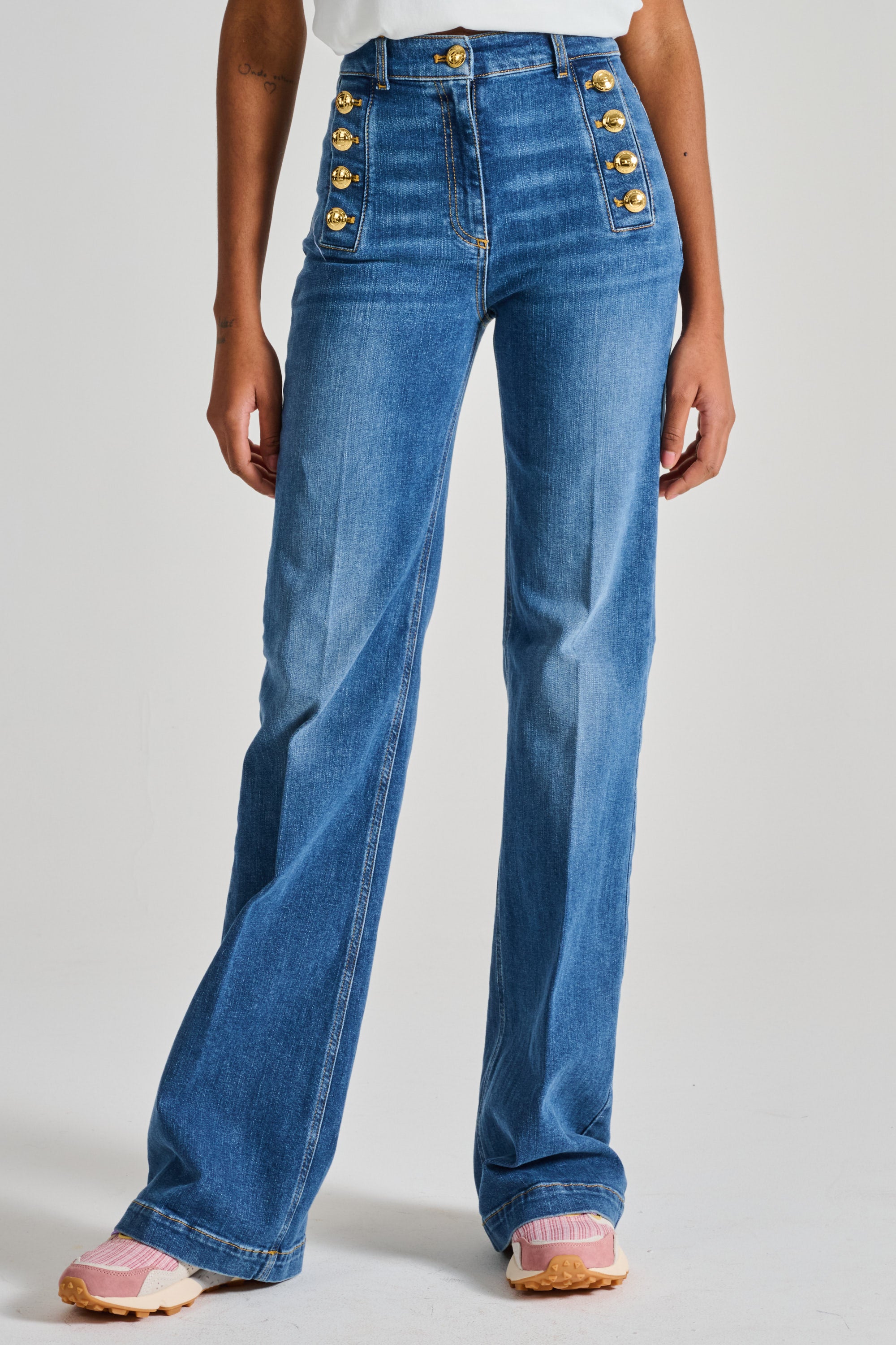 パンツ ELISABETTA FRANCHI Woman Pants Blue PAT71 DN9 Elisabetta Franchi Denim Pants With Pockets in Blue | Lyst