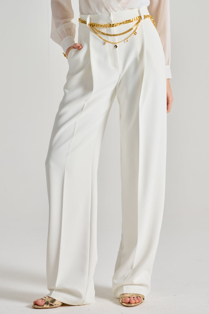 Elisabetta Franchi Pantalone Essential Bianco Donna