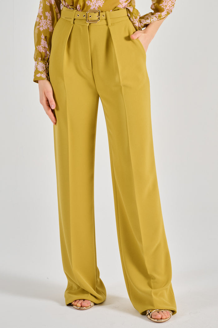 Elisabetta Franchi Pantalone Con Cintura Giallo Donna-2