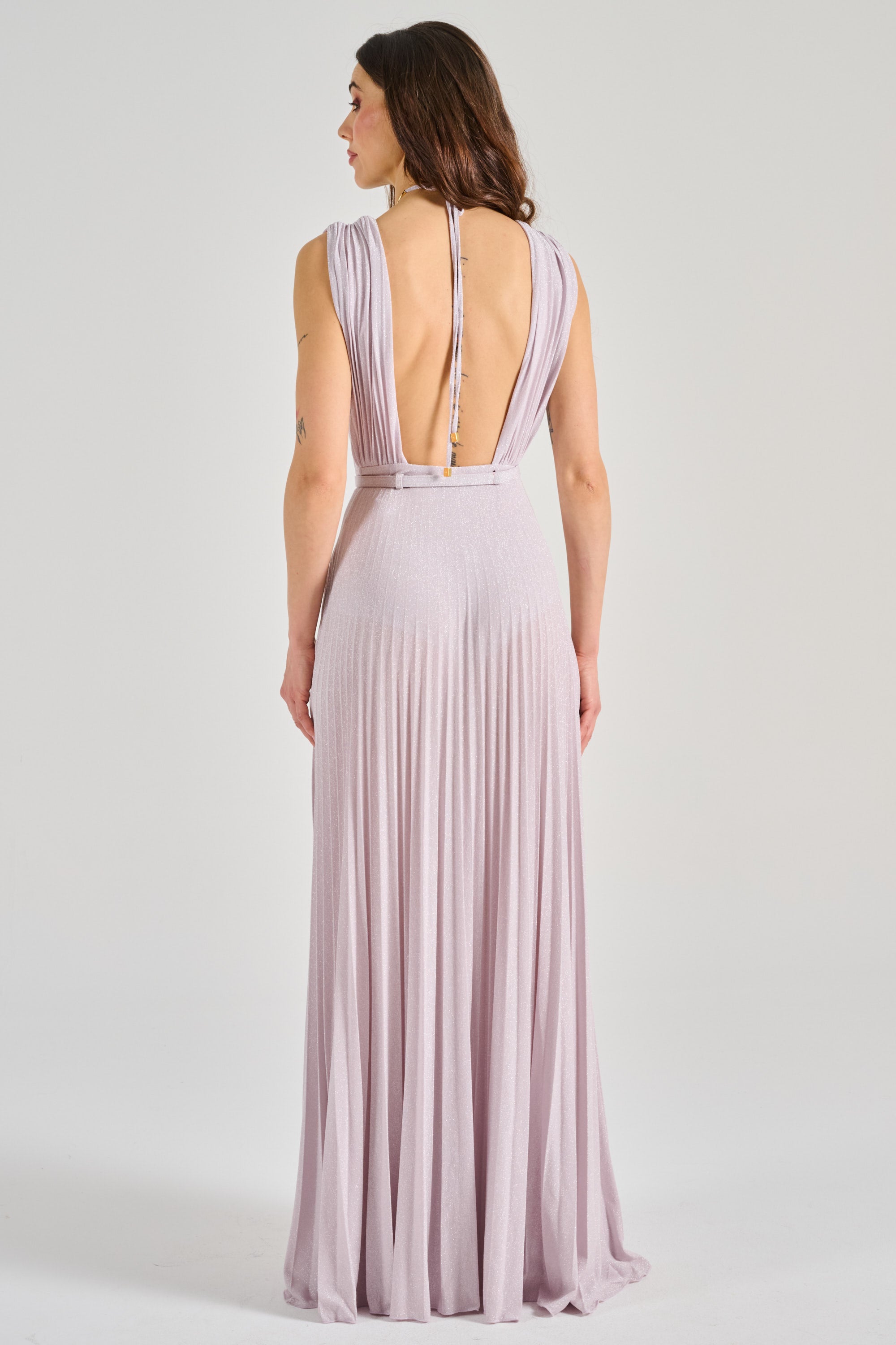 Elisabetta Franchi Red Carpet Dress Pink Fabric Quarzo Donna