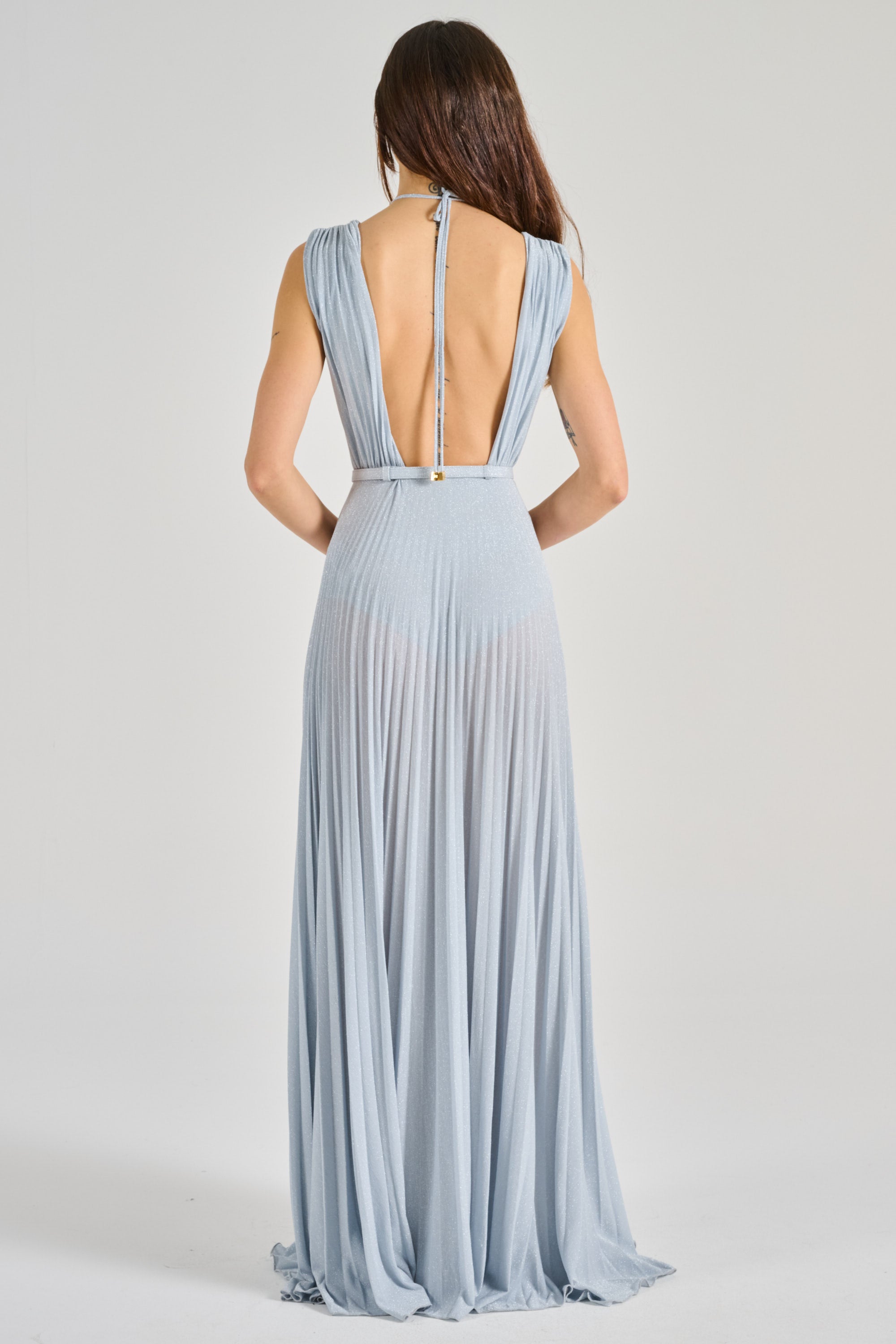 Elisabetta Franchi Blue Fabric Red Carpet Dress Skyvblue