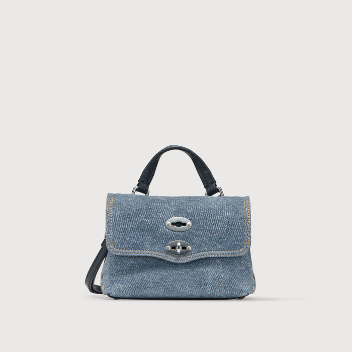 Zanellato Borsa Postina Baby Tela Genova Blu Donna