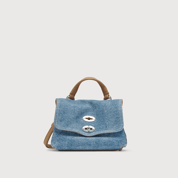 Zanellato Borsa Postina Baby Tela Genova Blu Donna