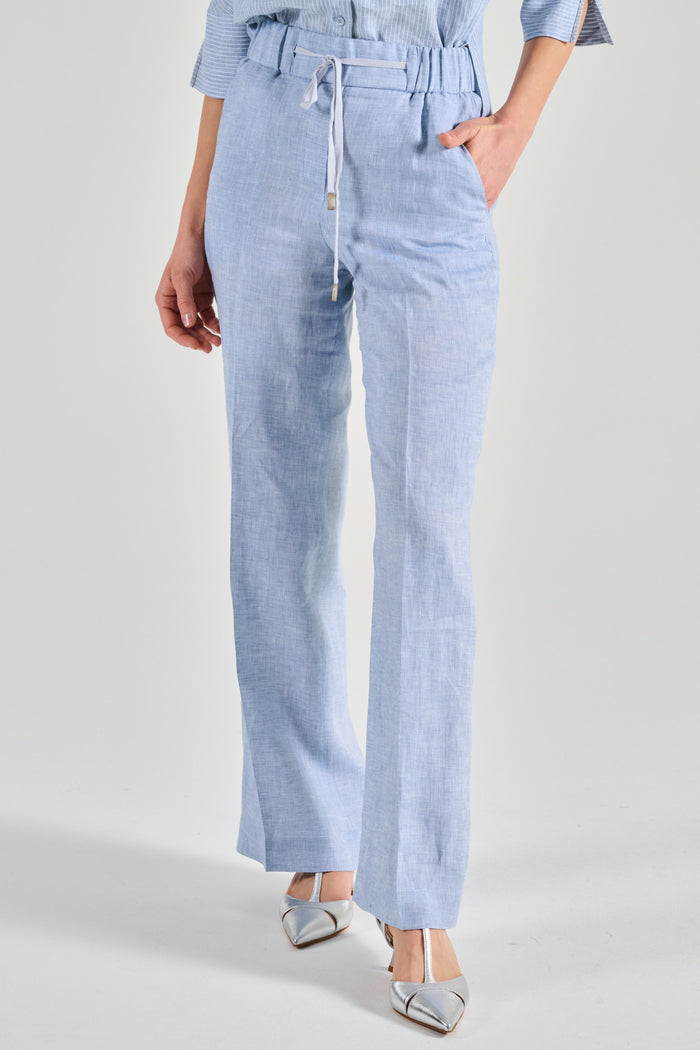 Peserico Pantalone Tela Leggera E Fresca Azzurro Donna