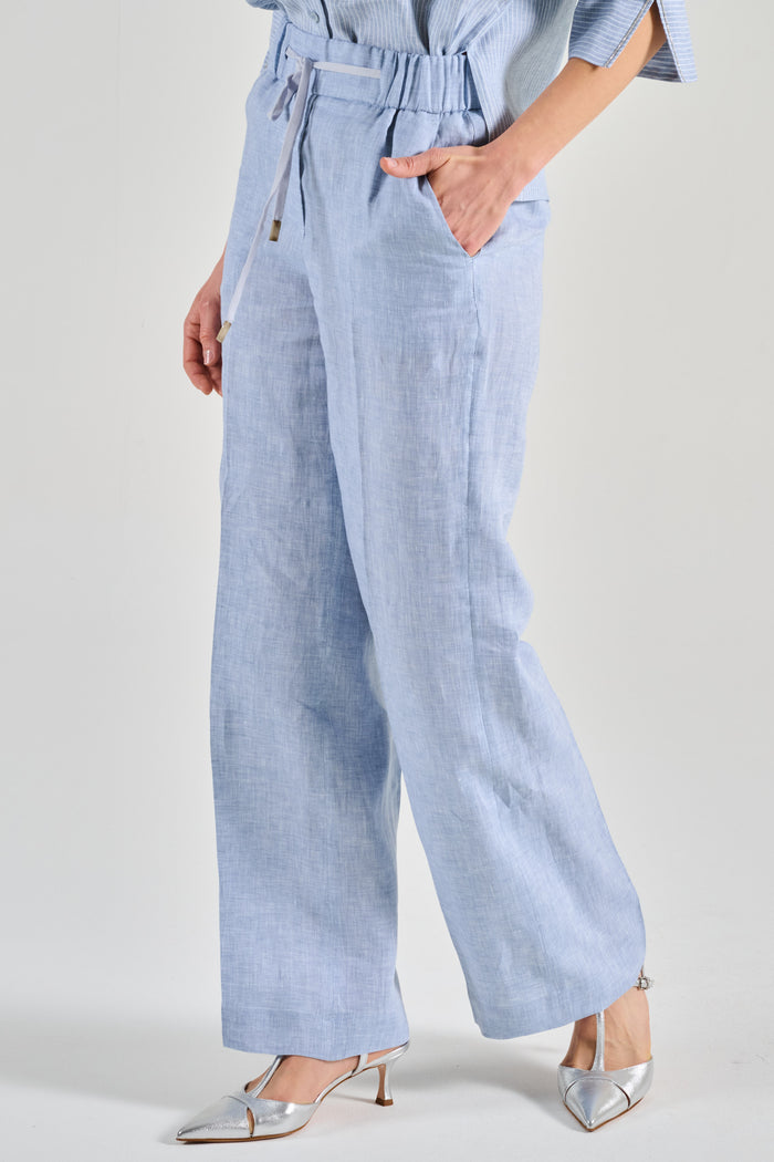 Peserico Pantalone Tela Leggera E Fresca Azzurro Donna-2