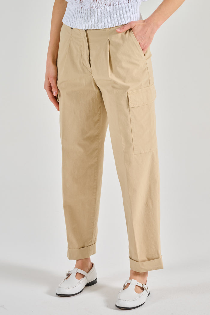 Peserico Pantalone Tela Di Cotone Beige Donna