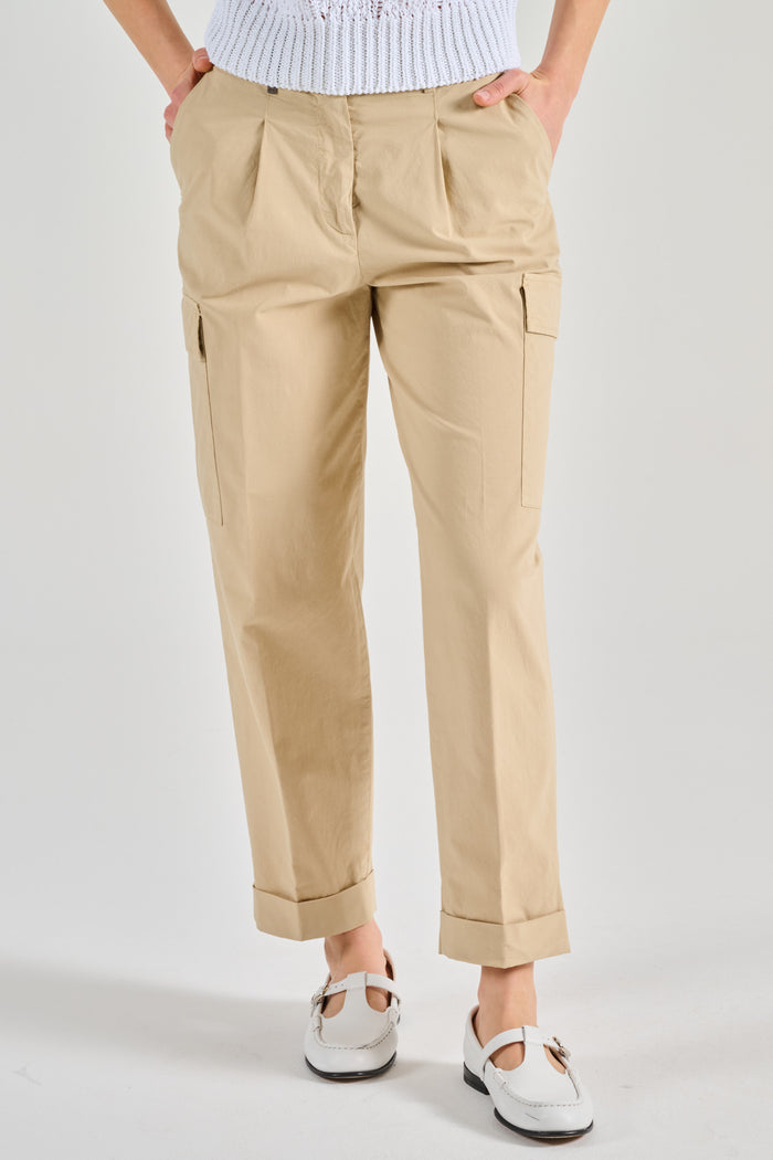 Peserico Pantalone Tela Di Cotone Beige Donna-2