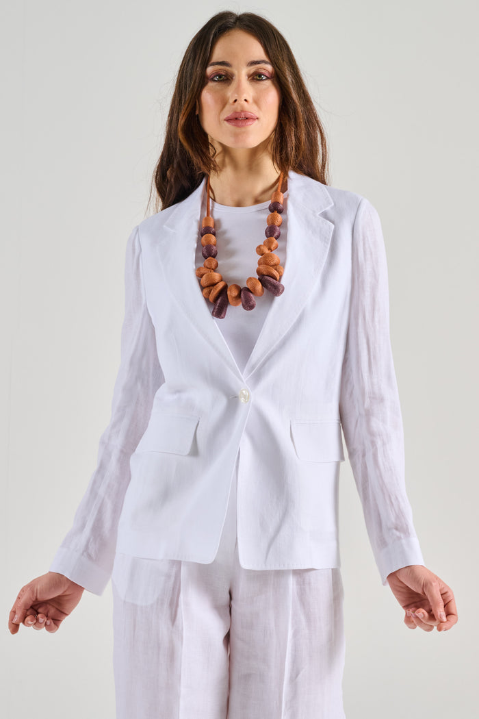 Peserico Blazer Tela Leggera E Fresca Bianco Donna-2