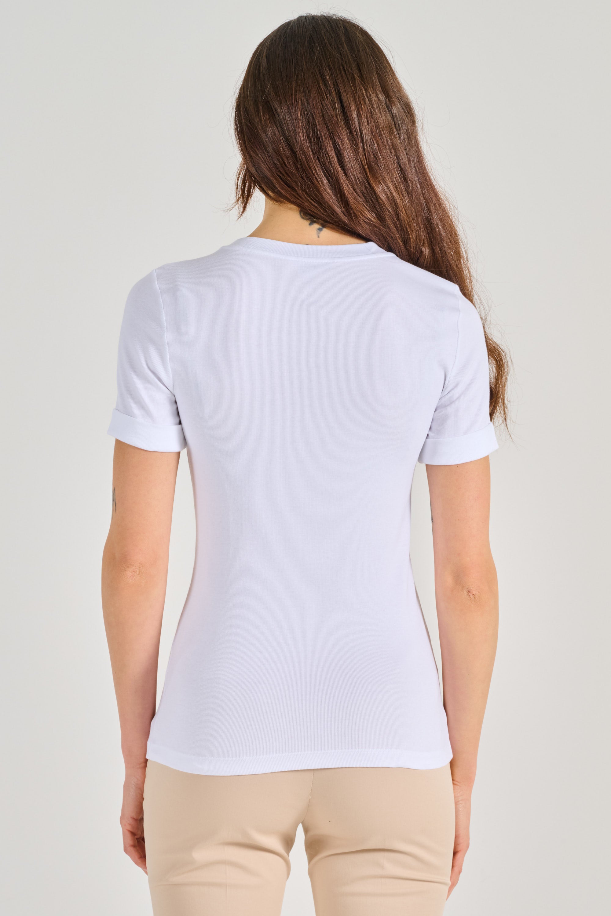 Tシャツ・カットソー PESERICO SS25 Peserico Cotton T-shirt (S06804J0 C5669 C00) Peserico T-shirt Microcostina Jersey Stretch Bianco Bianco
