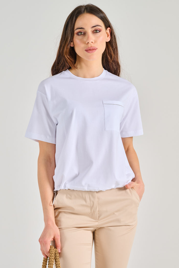 Peserico T-shirt Jersey Di Cotone Bianco Donna