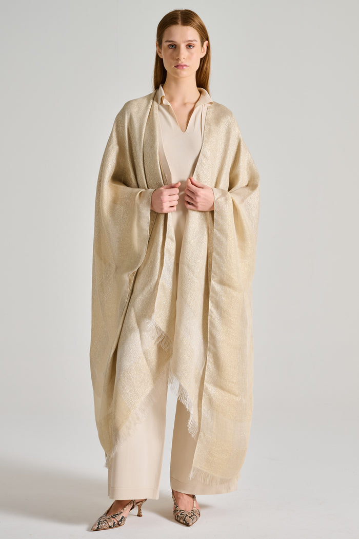 Peserico Kimono Lurex Beige Donna-2