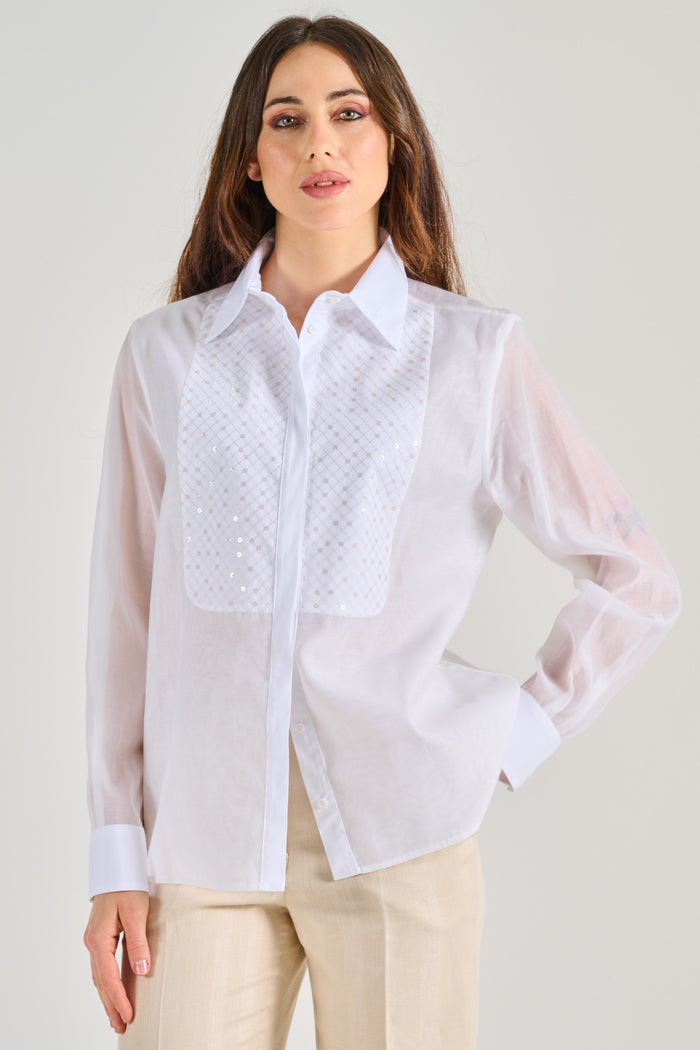 Peserico Camicia Bimaterica Bianco Donna