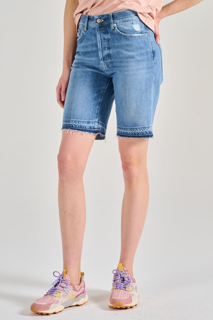 Dondup Shorts Dade Orlo Blu Donna-2