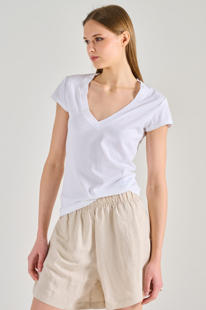 Dondup T-shirt Scollo A V Bianco Donna-2