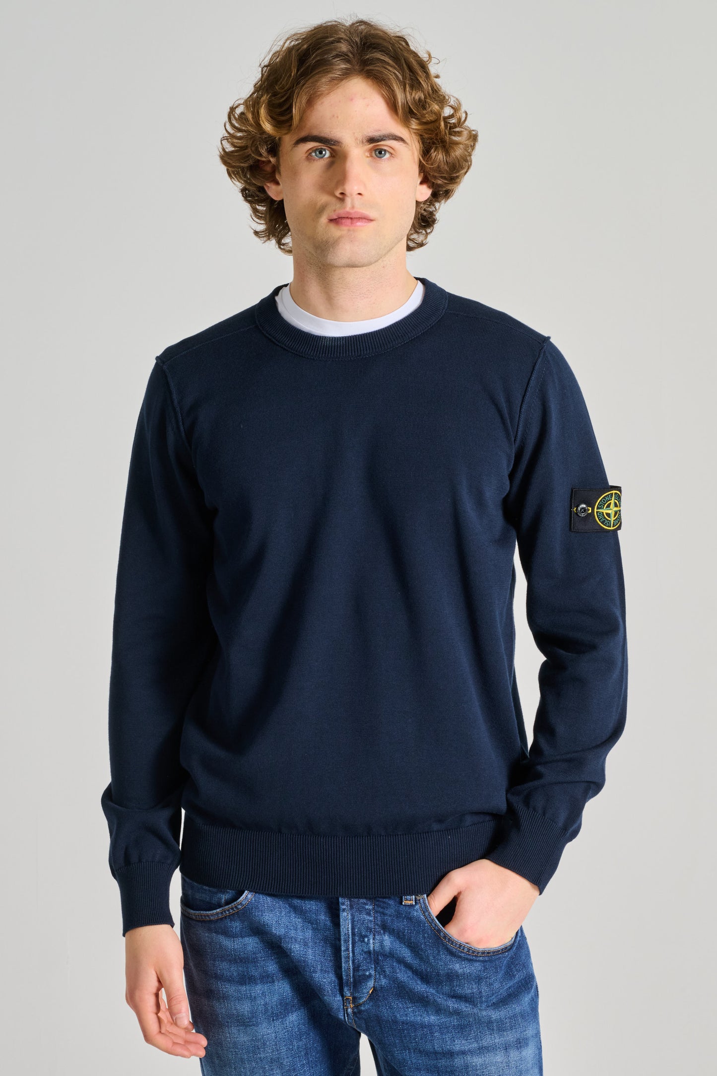  Stone Island Maglia Girocollo Cotone Blu Blu Uomo - 1