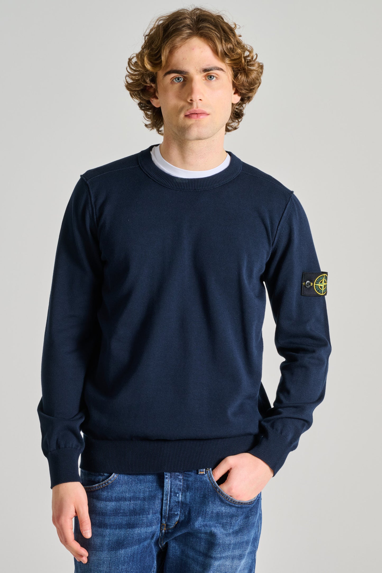 Stone Island Maglia Girocollo Cotone Blu Blu Uomo - 2
