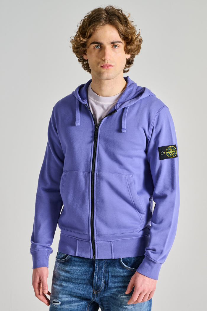 Stone Island Felpa Con Cappuccio Viola Uomo