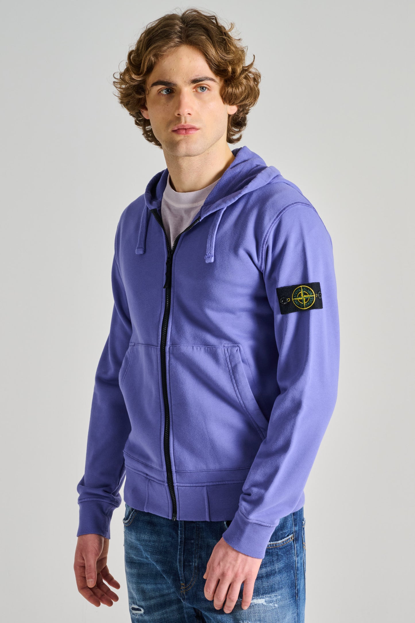  Stone Island Felpa Con Cappuccio Viola Viola Uomo - 2