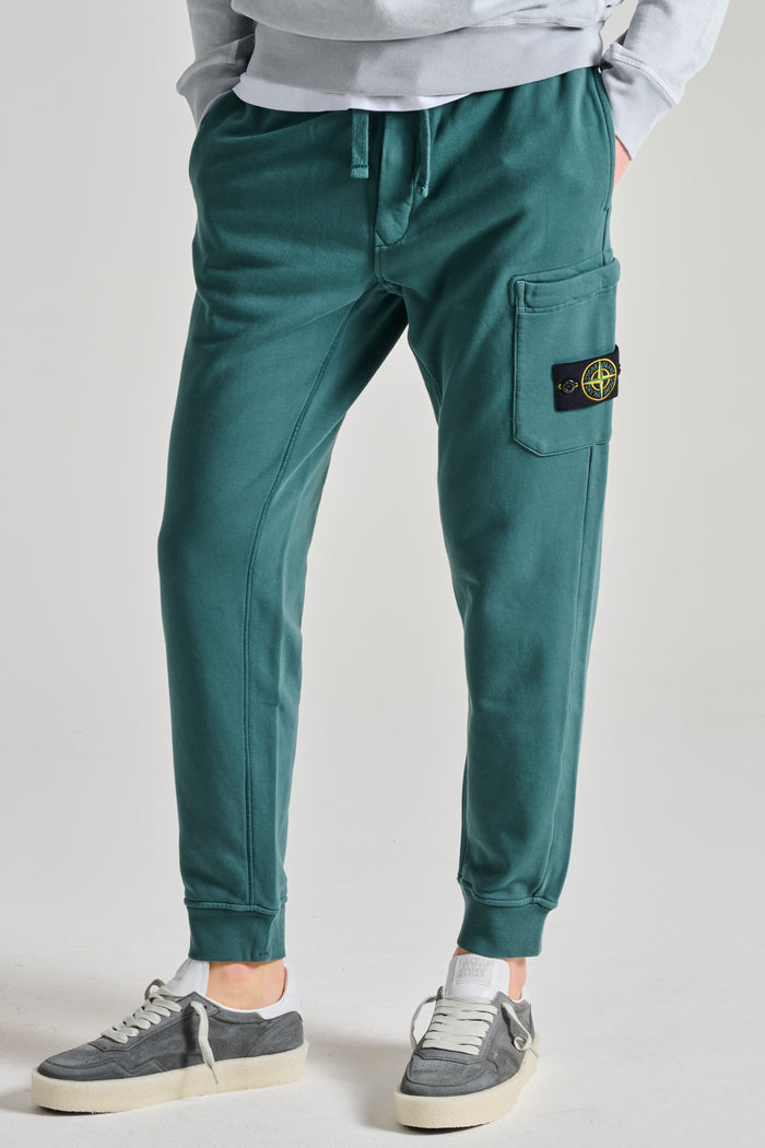 Stone Island Pantalone Felpa Verde Uomo-2