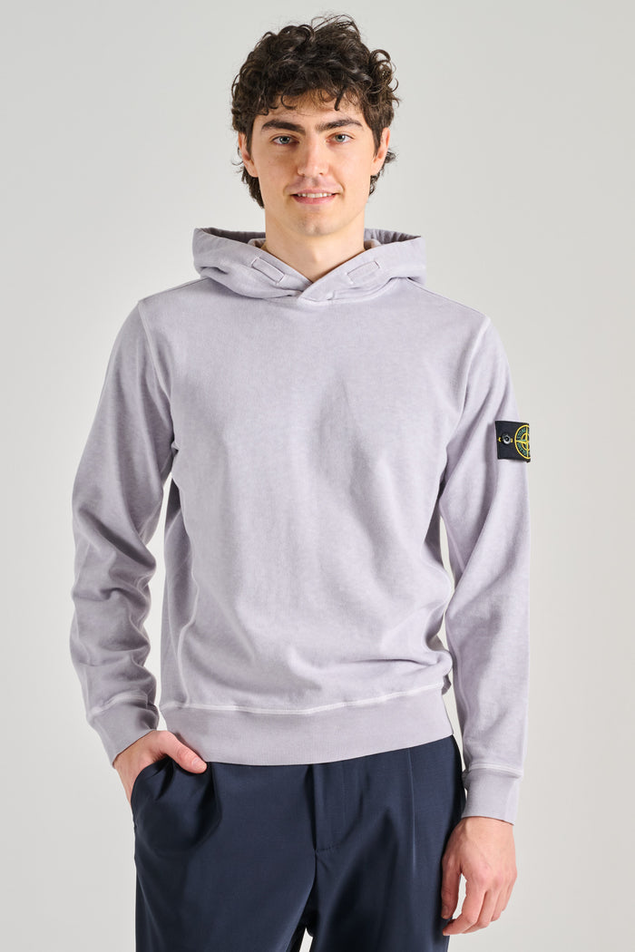 Stone Island Felpa Con Cappuccio Viola Uomo