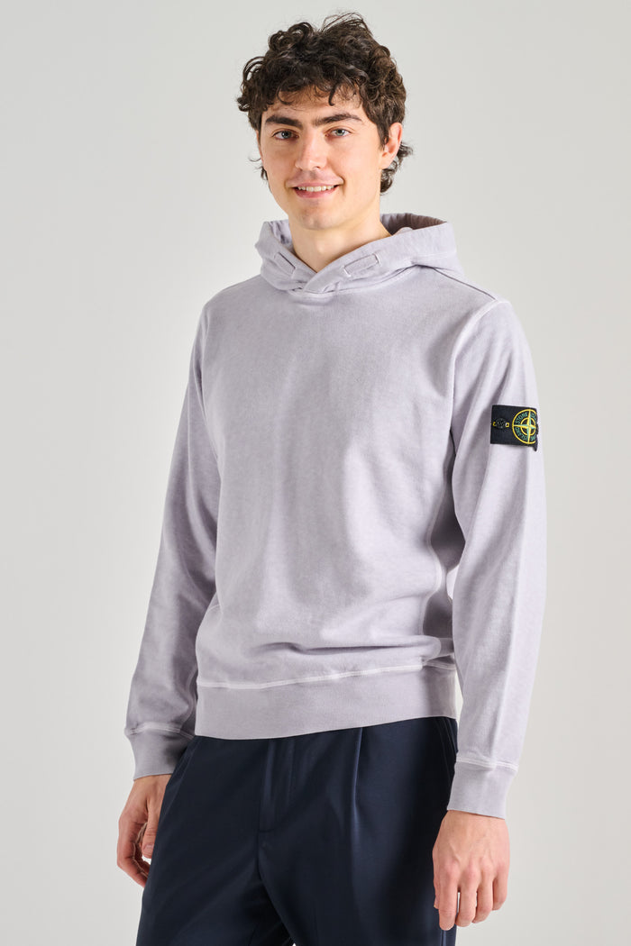 Stone Island Felpa Con Cappuccio Viola Uomo-2