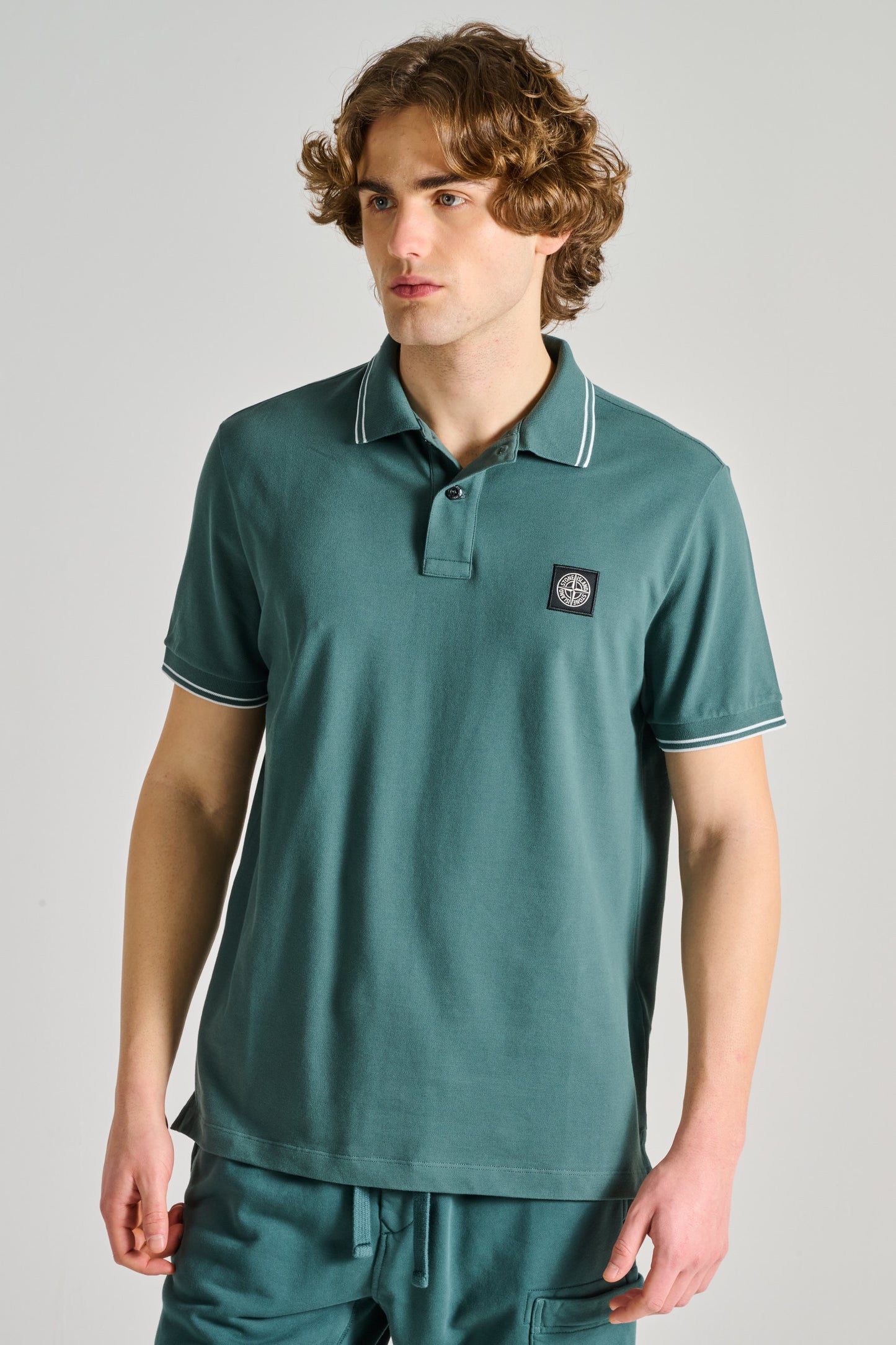  Stone Island Polo Verde Verde Uomo - 2