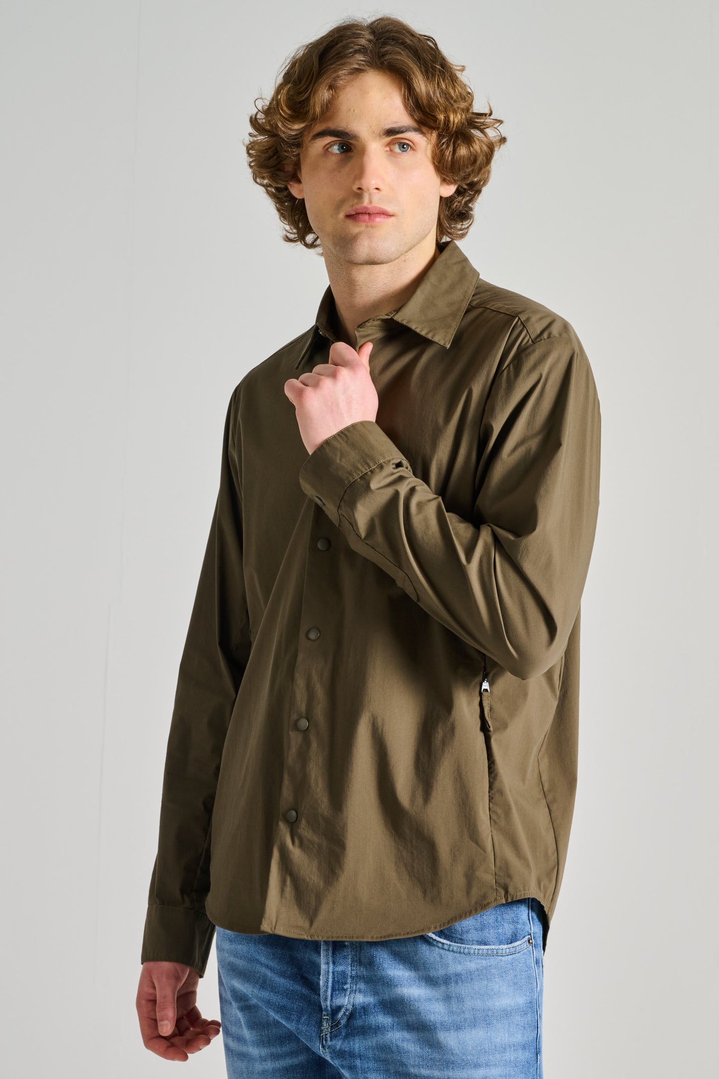  Aspesi Arch Cotton Shirt Green Verde Uomo - 2