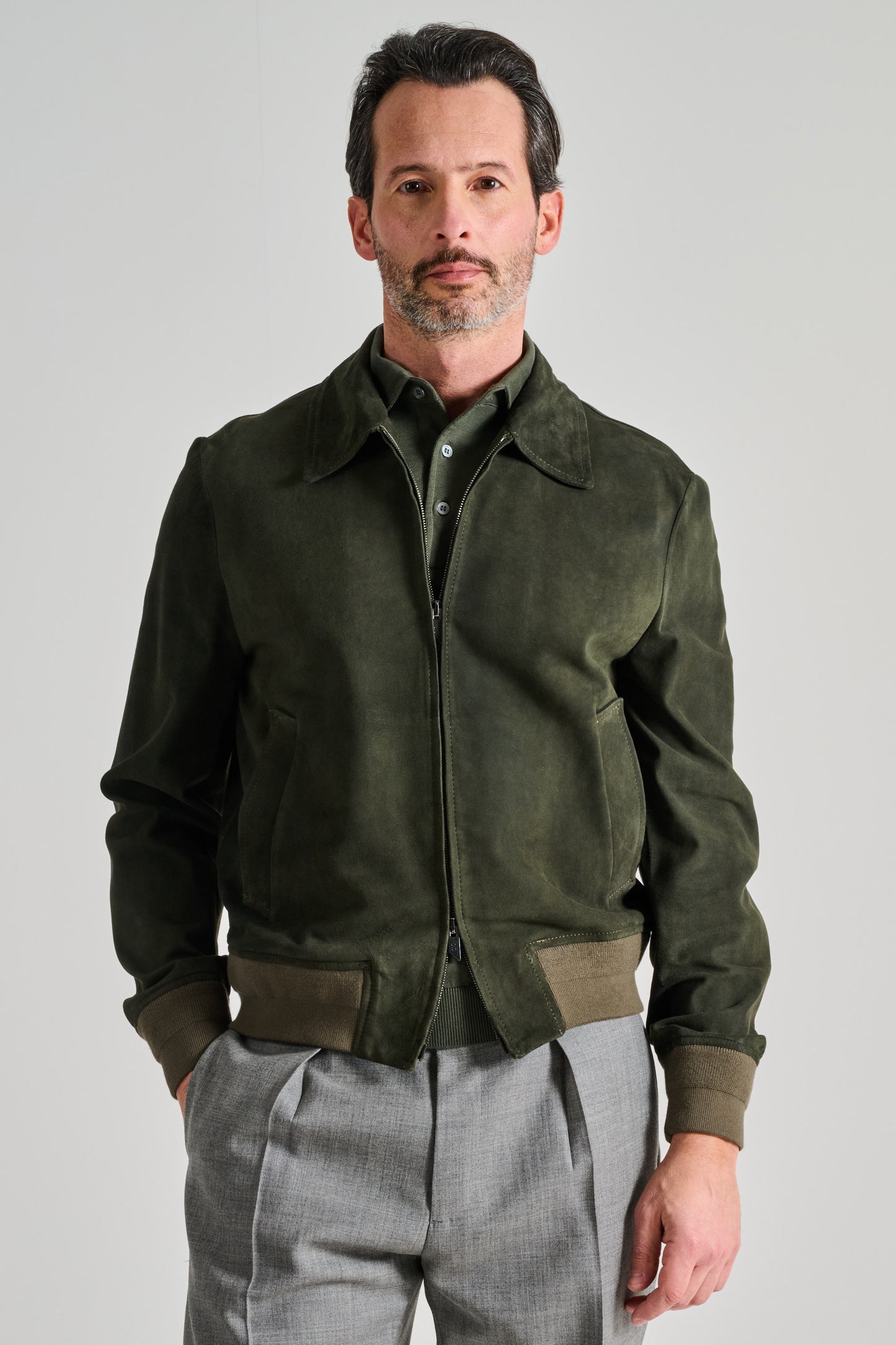  Salvatore Santoro Bomber Pelle Verde Verde Uomo - 1