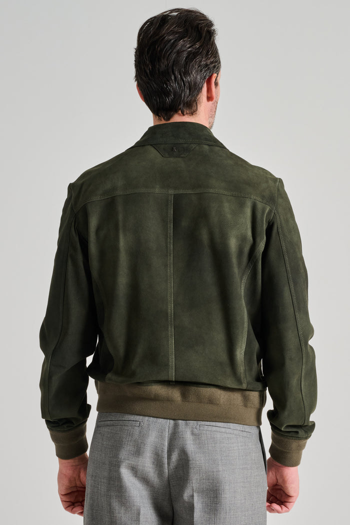  Salvatore Santoro Bomber Pelle Verde Verde Uomo - 4