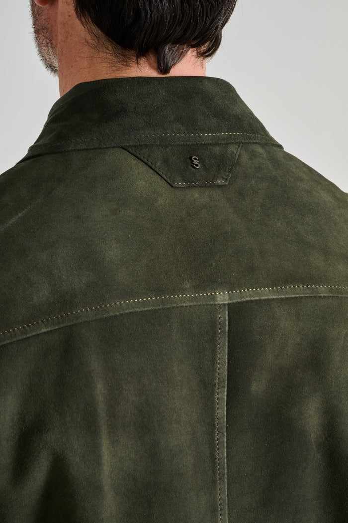  Salvatore Santoro Bomber Pelle Verde Verde Uomo - 5