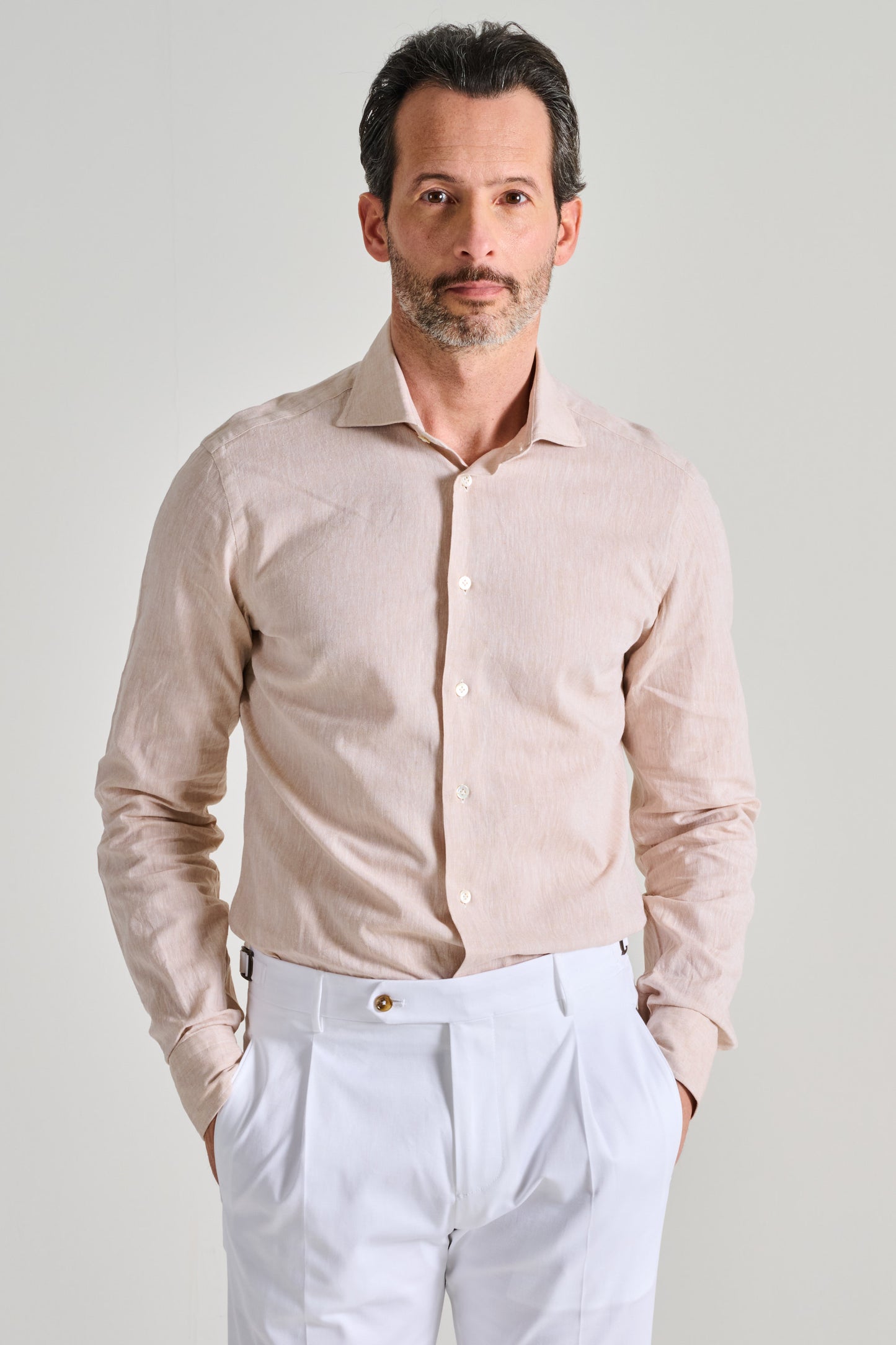  Borriello Shirt Cotton/linen Beige Beige Uomo - 1