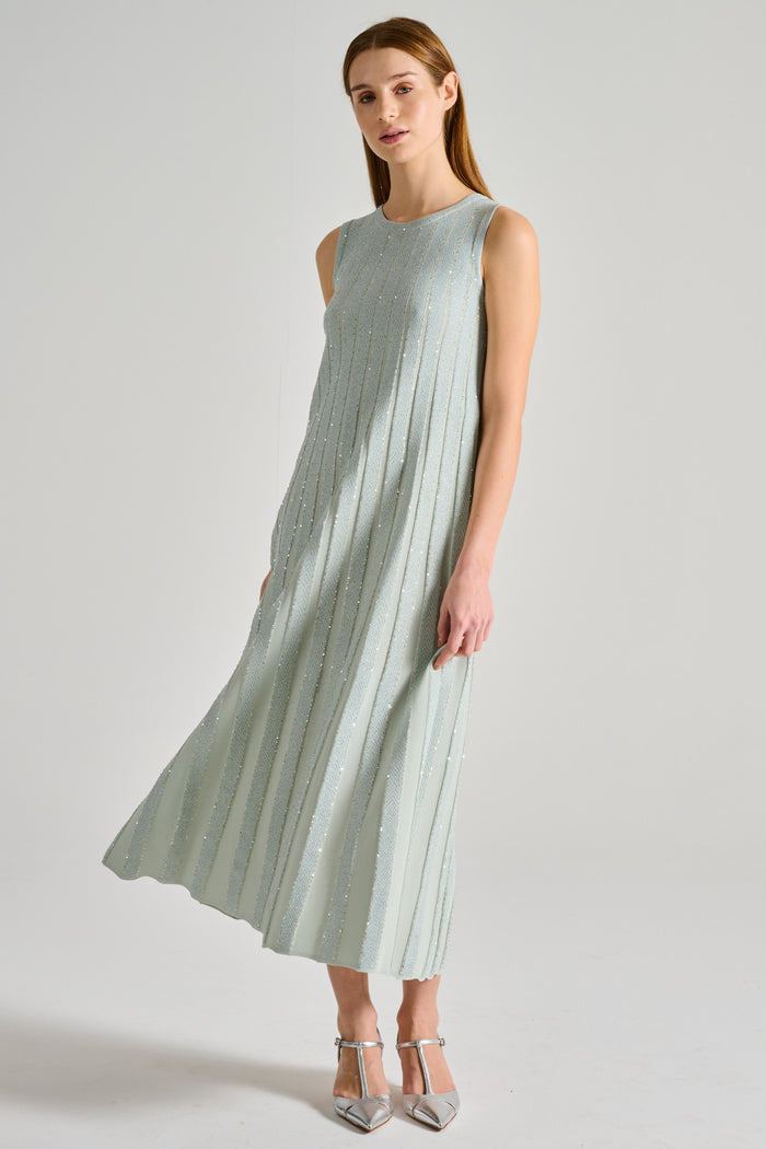 D.Exterior Long Dress with Green Drop Crystals