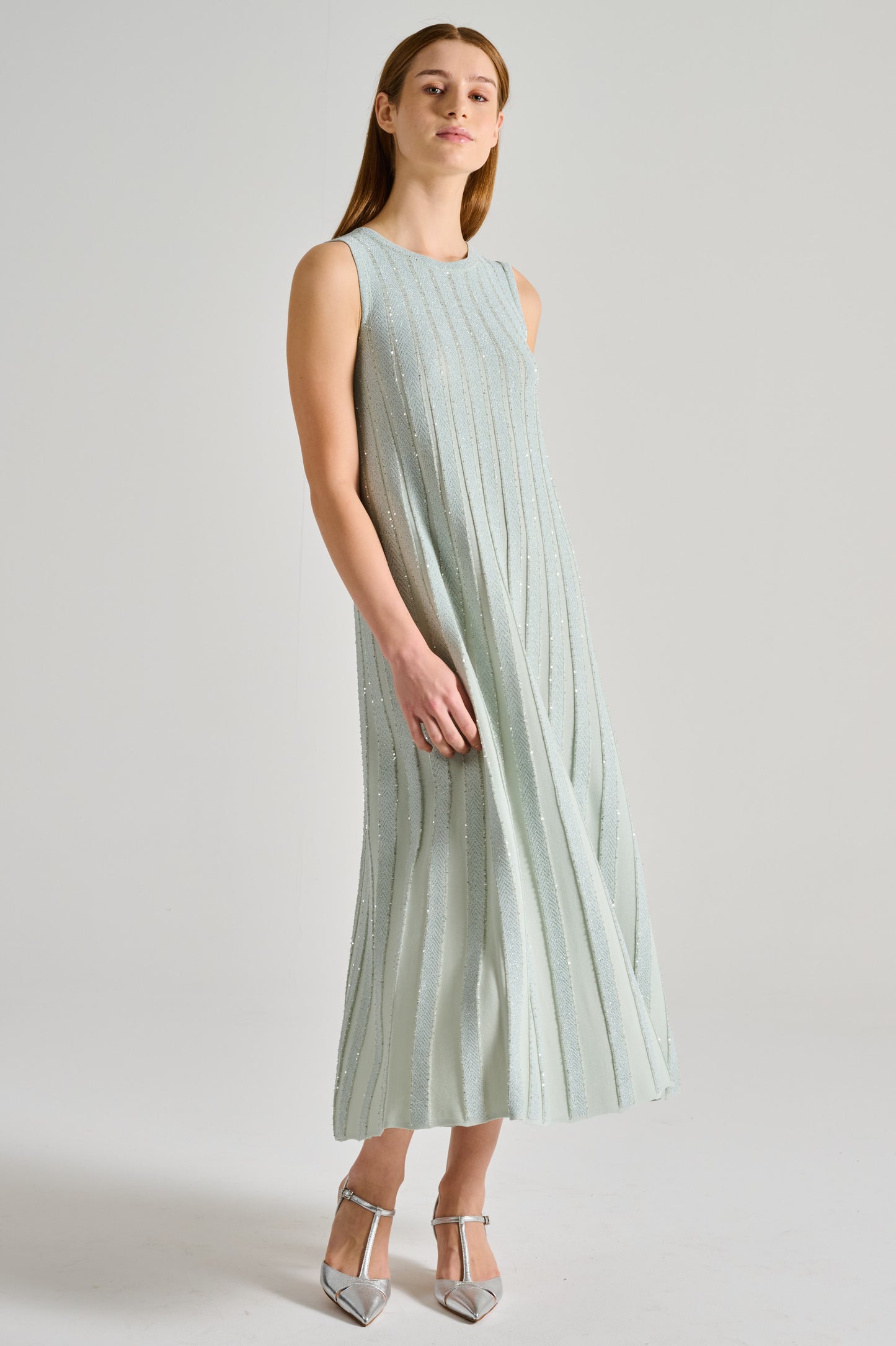  D.exterior Long Dress With Green Drop Crystals Verde Donna - 2