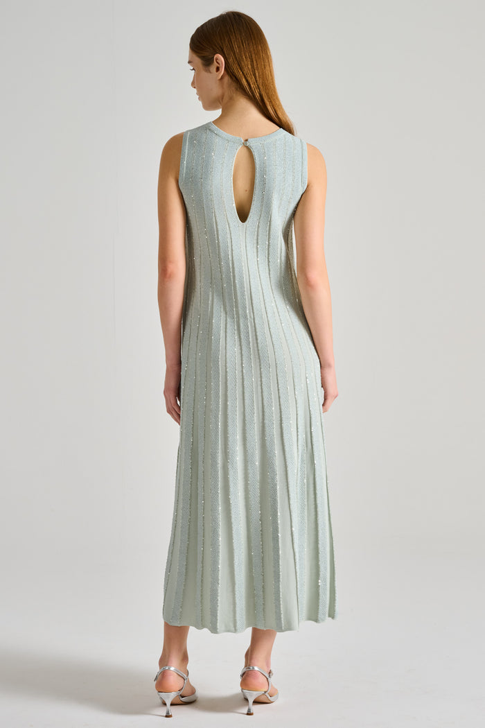  D.exterior Long Dress With Green Drop Crystals Verde Donna - 3