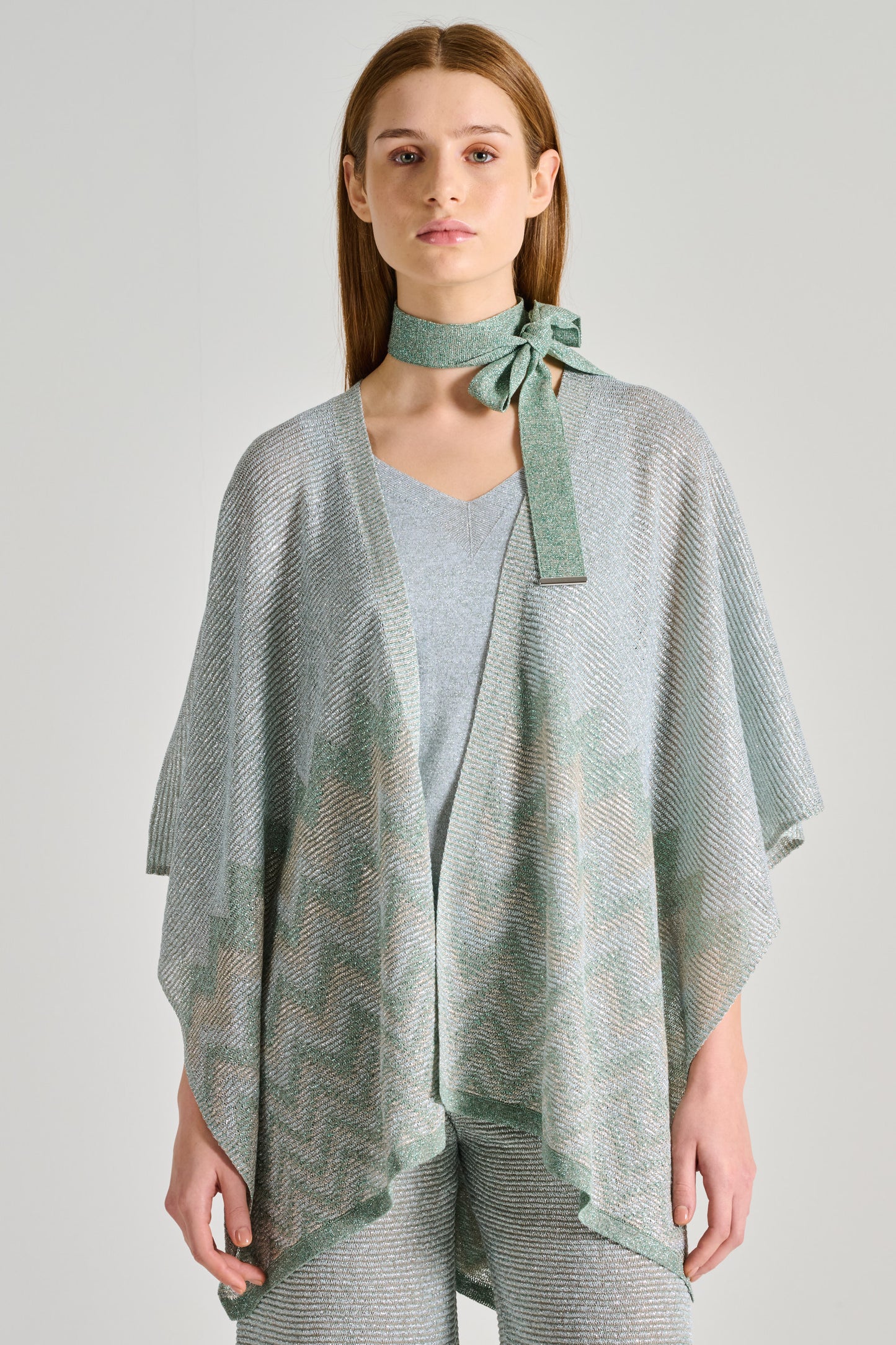  D.exterior Poncho Ombre Green Belt Verde Donna - 1