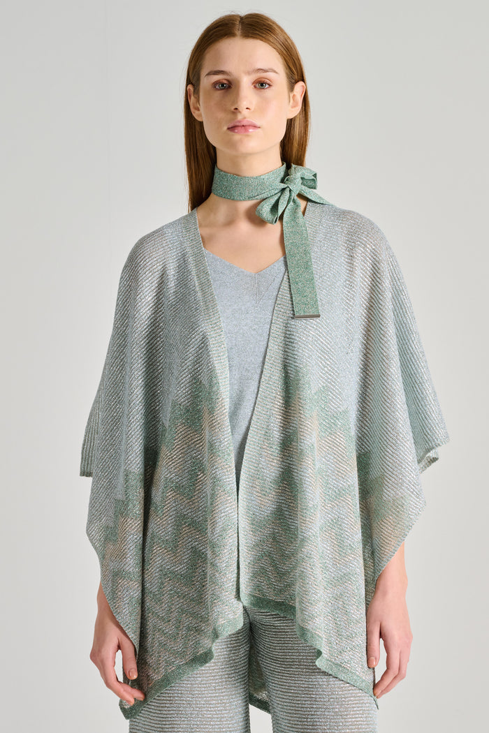 D.Exterior Poncho Degradé Cintura Verde