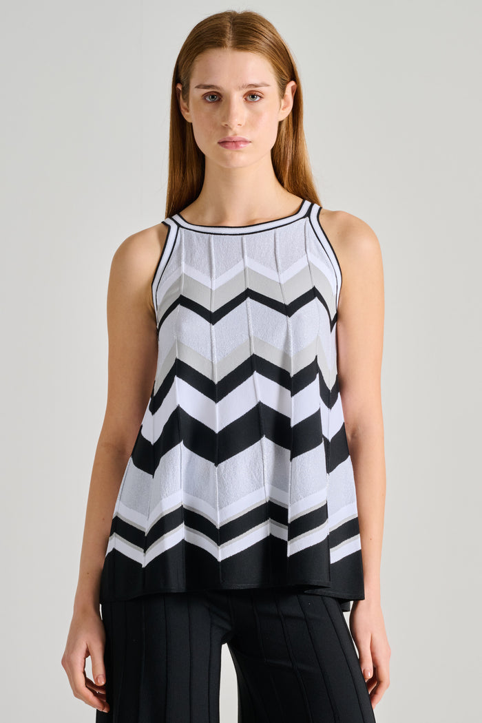 D.Exterior Striped Fantasy Top Black Fabric