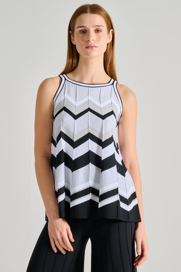 D.Exterior Striped Fantasy Top Black Fabric-2