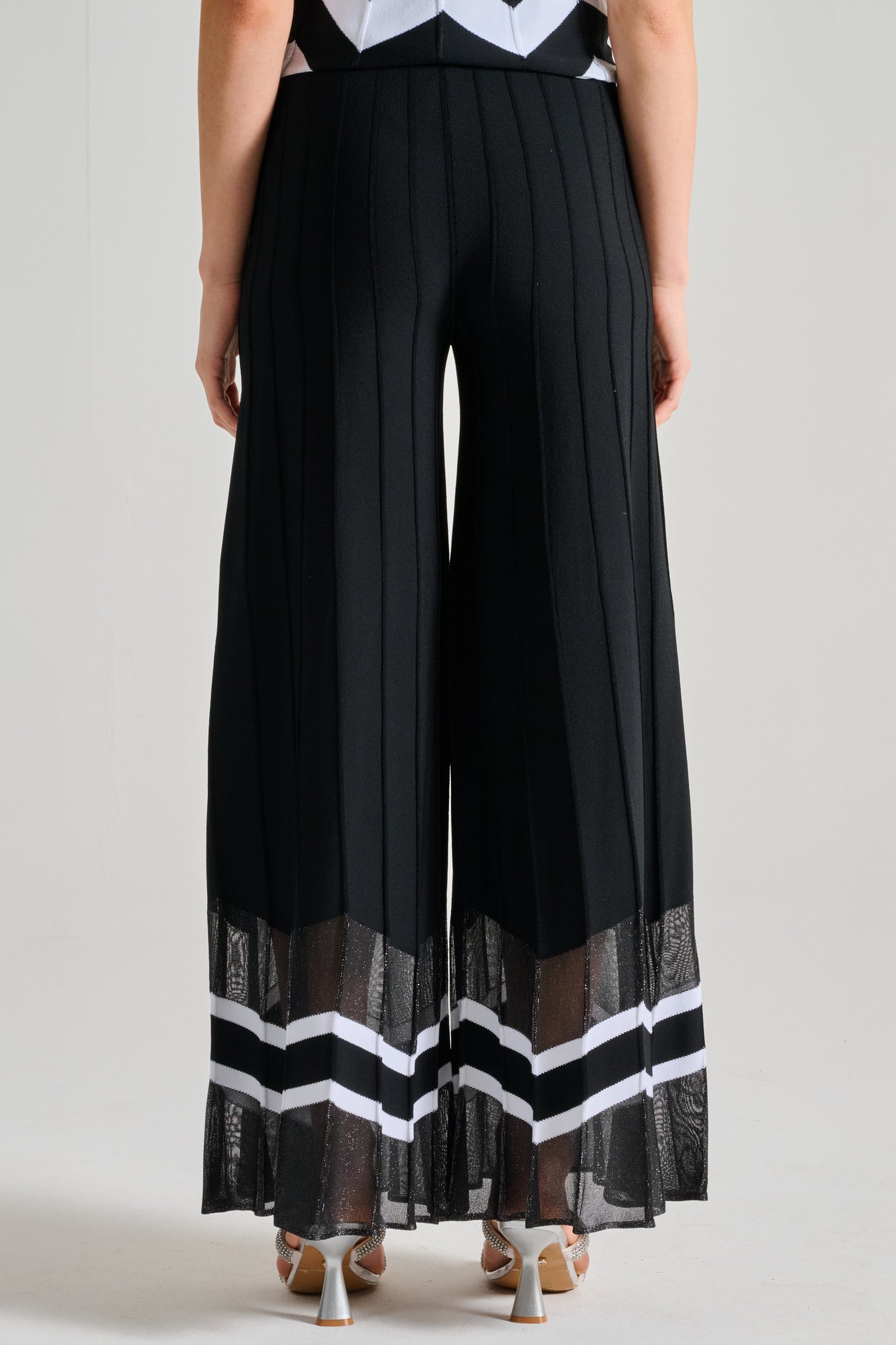  D.exterior Striped Pattern Synthetic Black Trousers Nero Donna - 3