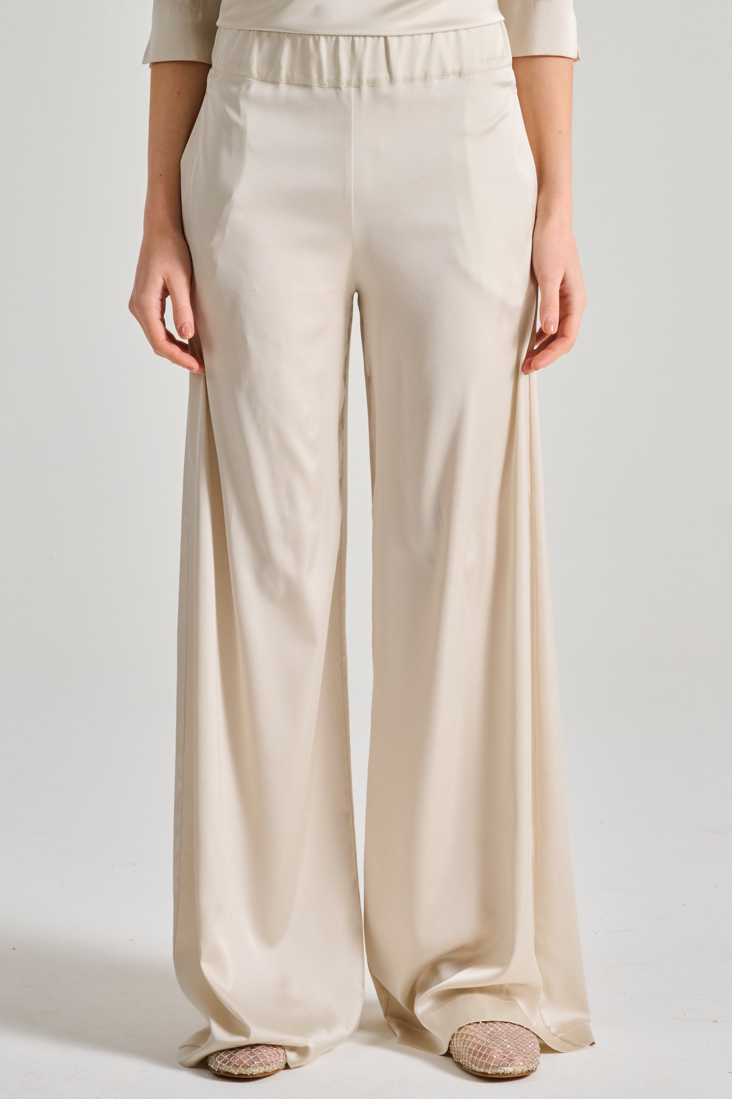  D.exterior Trousers Anvers Satin Turn-up Beige Beige Donna - 1