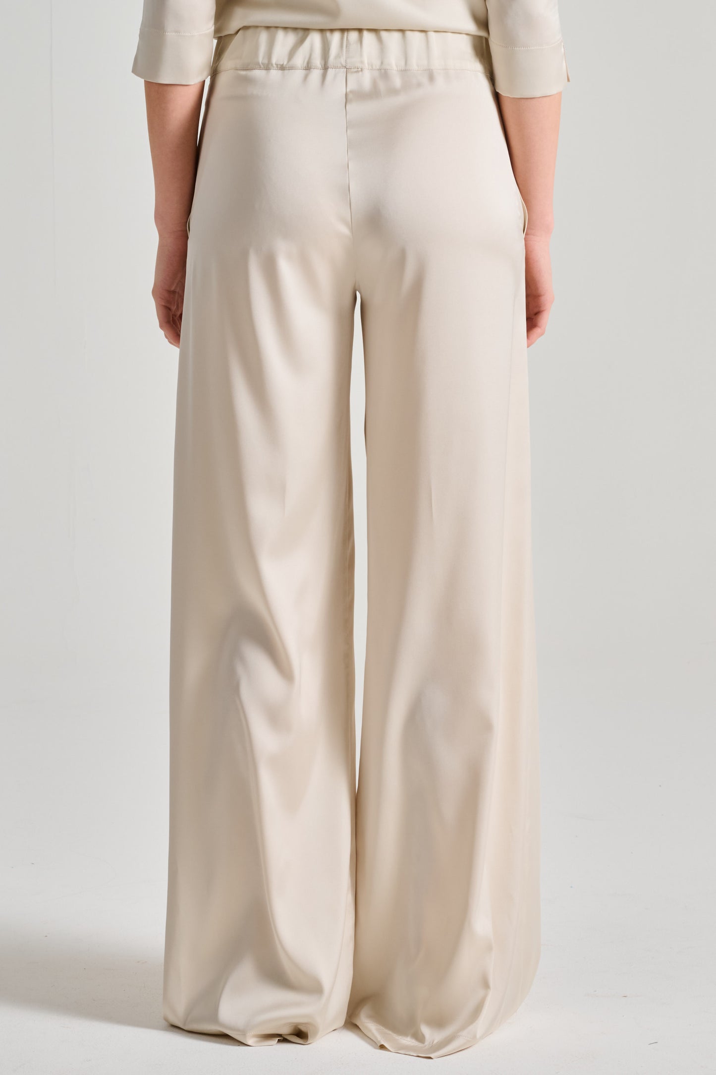  D.exterior Trousers Anvers Satin Turn-up Beige Beige Donna - 2