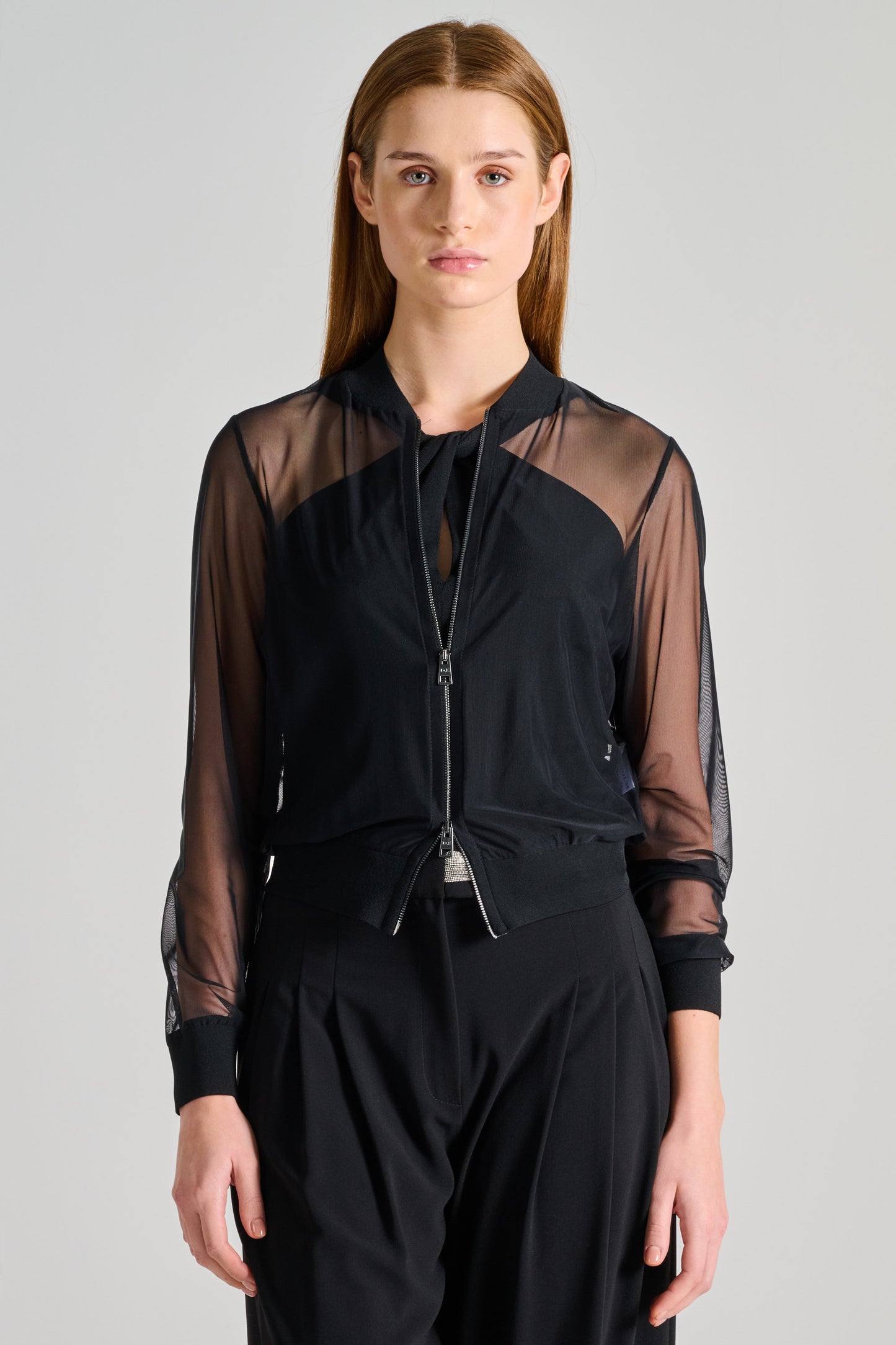  D.exterior Bomber Jacket Tulle Soft Black Nero Donna - 1