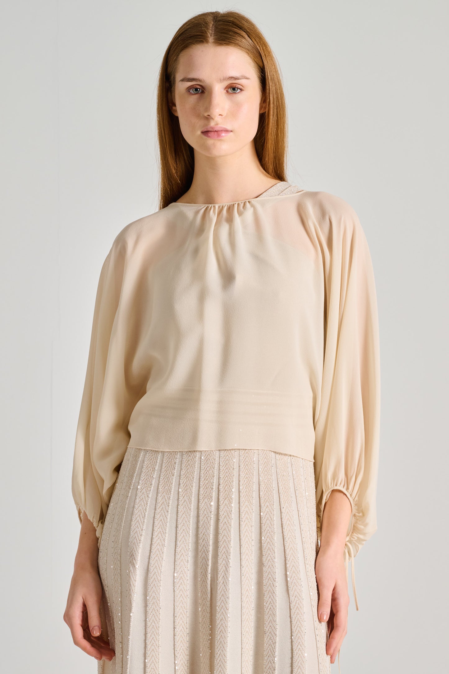  D.exterior Coprispalle Georgette Di Seta Beige Beige Donna - 1