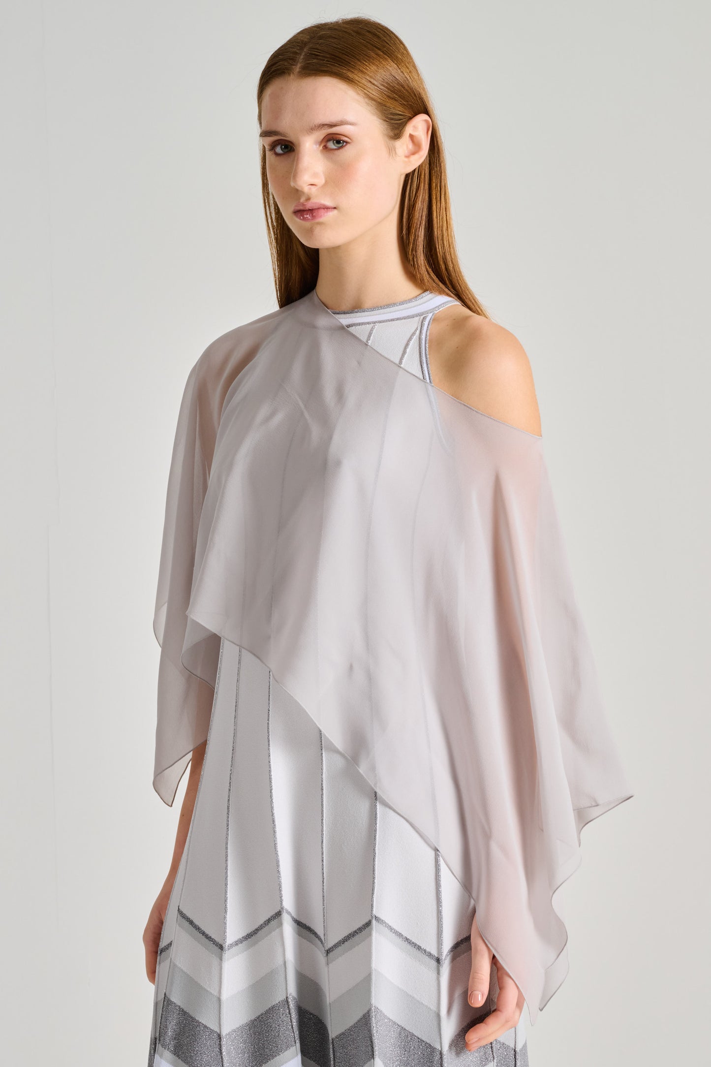  D.exterior Silk Grey Shawl Grigio Donna - 2