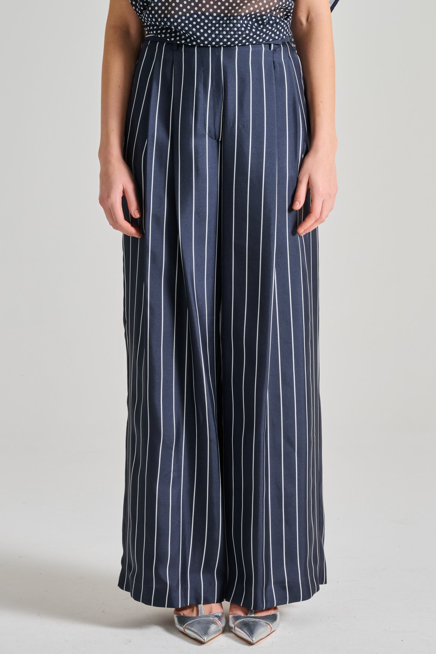  Co.go. Co.go Striped Fabric Blue Trousers Blu Donna - 1