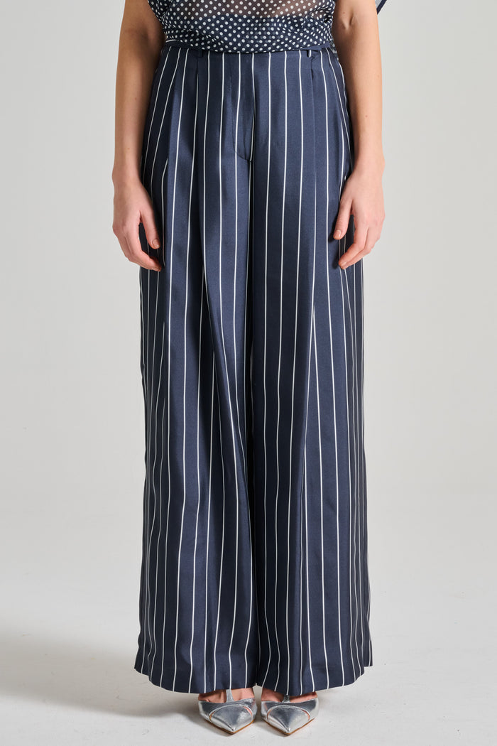 Co.Go Striped Fabric Blue Trousers