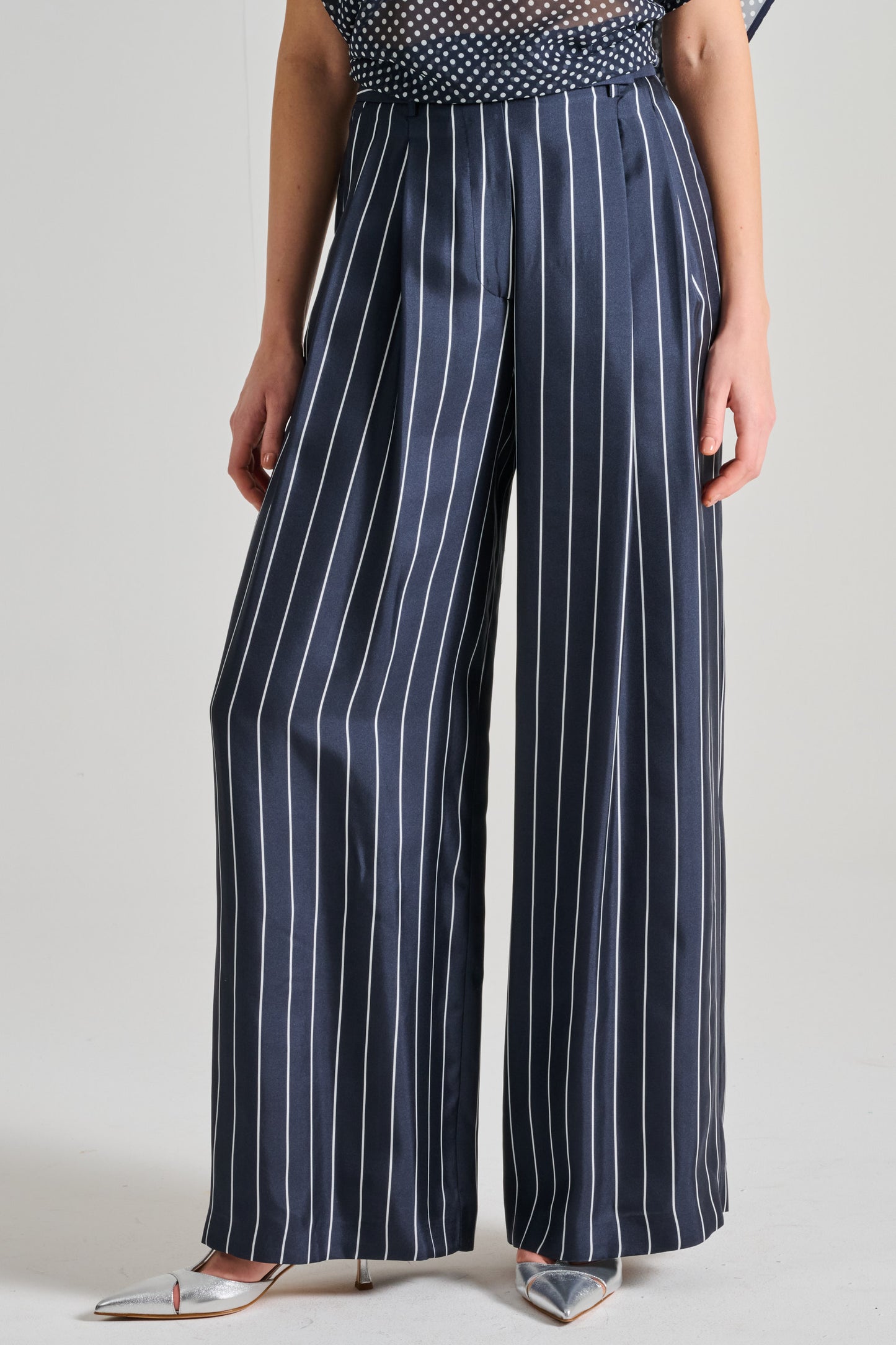  Co.go. Co.go Striped Fabric Blue Trousers Blu Donna - 2