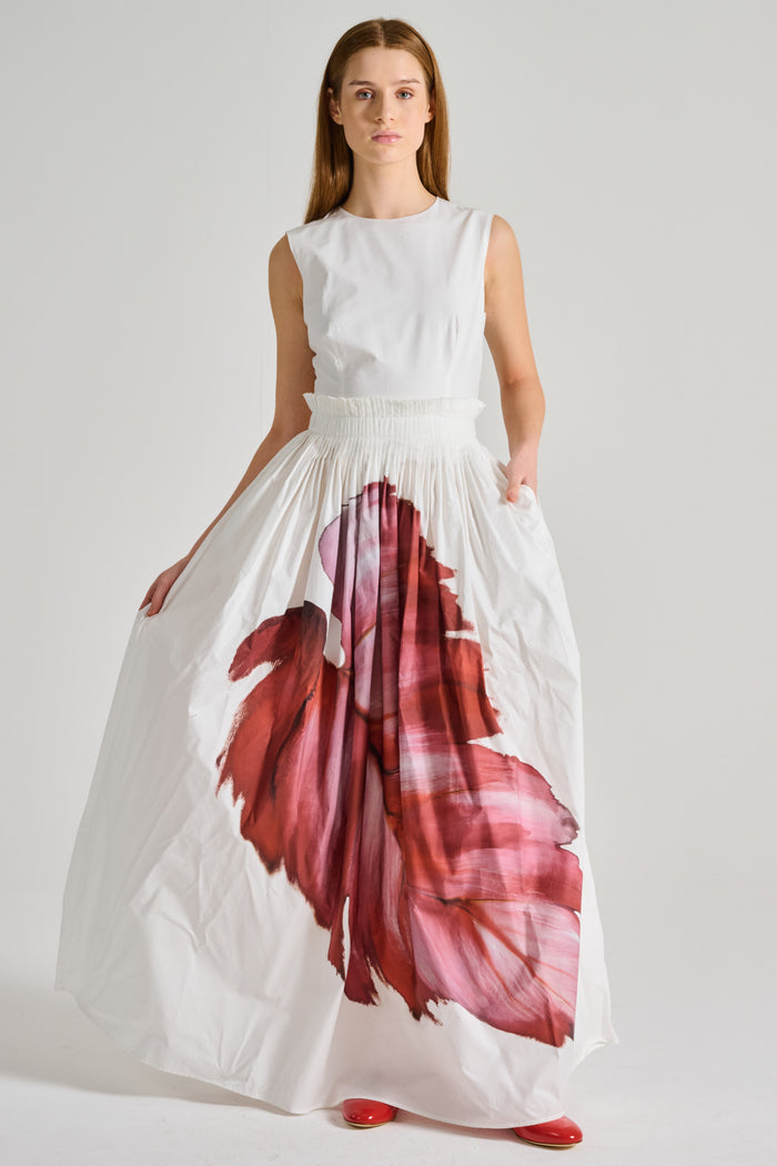 Co.Go Dress Only Leaf White Fabric